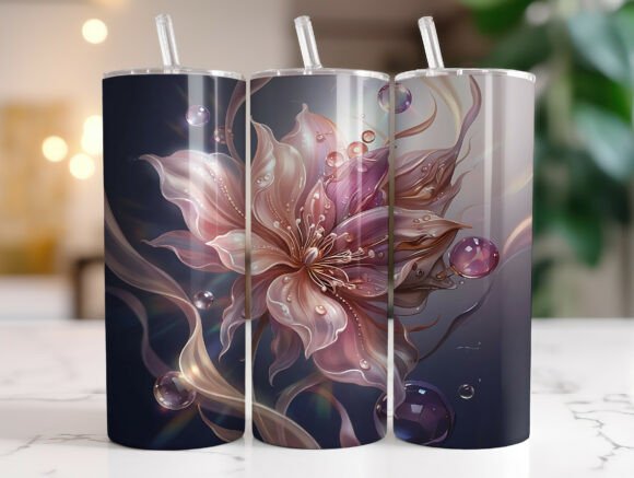 Abstract Luminous Floral Bubble Tumbler Graphics & Wraps