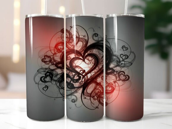Abstract Smoke Heart 20oz Tumbler Wrap Graphics