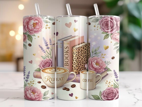 Book Lover Coffee Leopard 20oz Tumbler Graphics