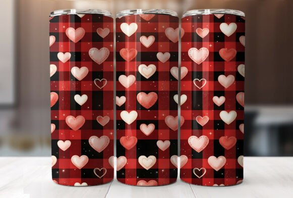 Buffalo Plaid Hearts Tumbler: Graphics & Tumbler Wraps