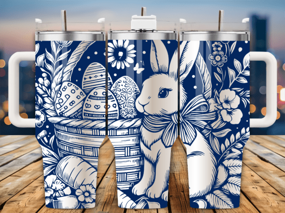 Bunny Basket Garden Scene: Tumbler Wraps & Graphics