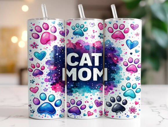 Cat Mom Paw Print Tumbler Wrap Graphics Review