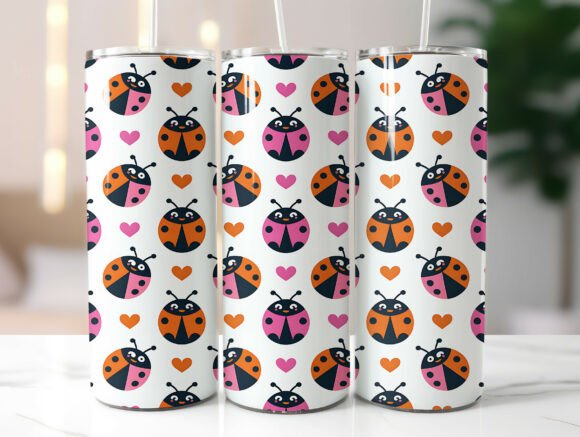 Cute Ladybug Pattern 20oz Tumbler Wrap Graphics