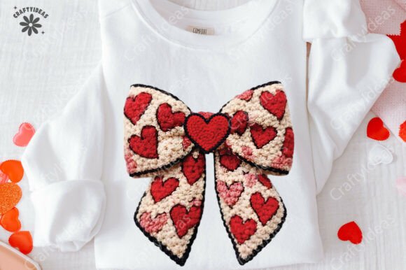 Faux Yarn Crochet Coquette Heart PNG: Graphics for T-Shirt Designs