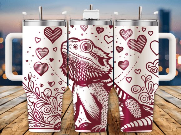Floral Dragon Twin Hearts Graphics for Crafts