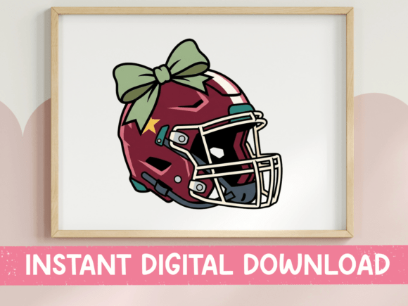 Football Helmet with Green Bow Design Graphics