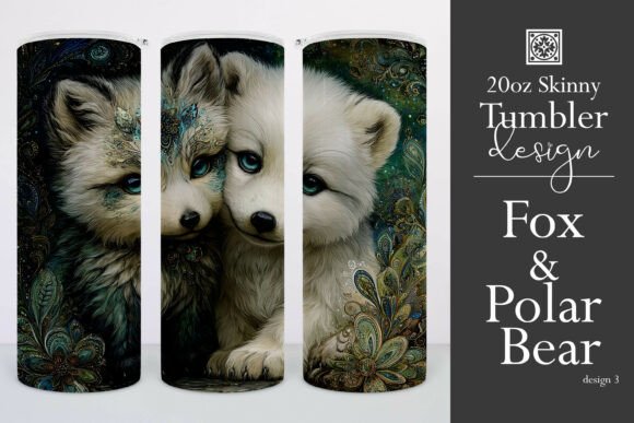Fox and Polar Bear Tumbler Wrap Graphics