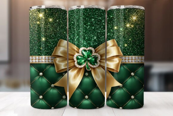 Glitter Shamrock Tumbler Wraps Graphics