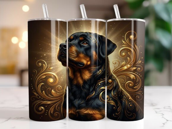 Golden Rottweiler 20oz Tumbler Wraps Graphics