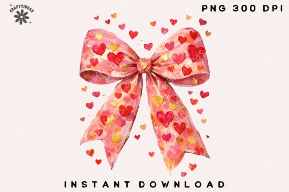 Heart Brushstroke Coquette Bow Png Graphics