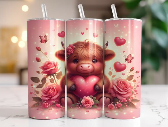 Highland Cow Valentines Tumbler Wraps Graphics Review