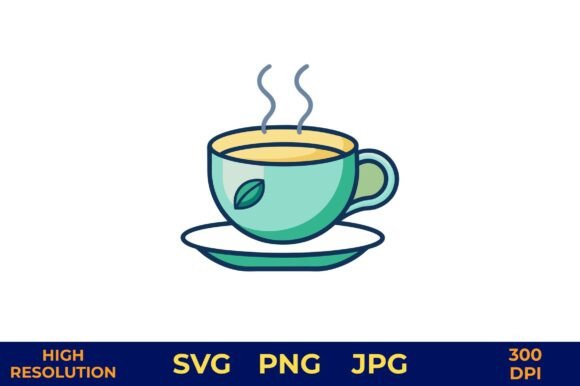 Hot Tea Cup with Steam Vector Graphics