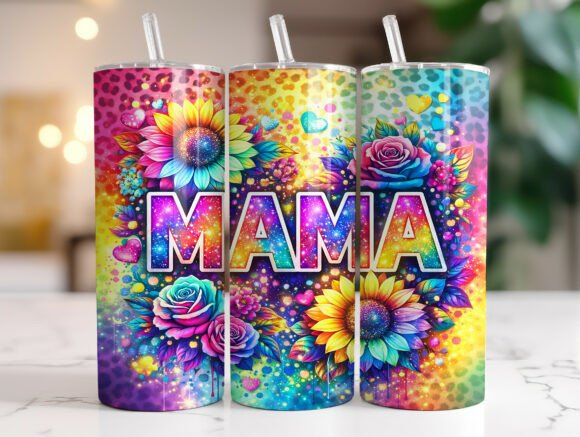 Mama Sunflower Floral Graphics for Tumbler Wraps