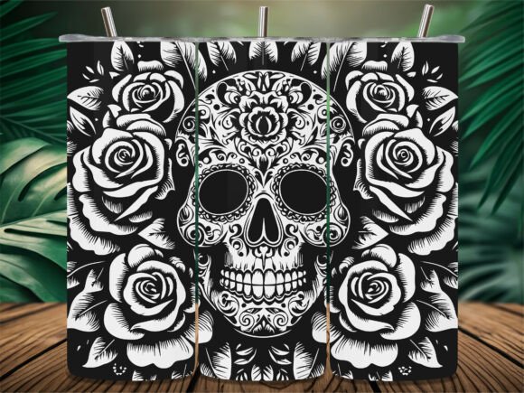 Ornate Day of Dead Skull Tumbler Graphics for Crafts