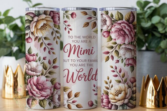 Pink Floral Mimi Quote 20oz Tumbler Wrap Graphics