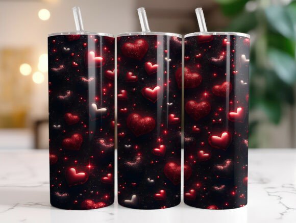 Red Heart Love Valentine Tumbler Wrap Graphics