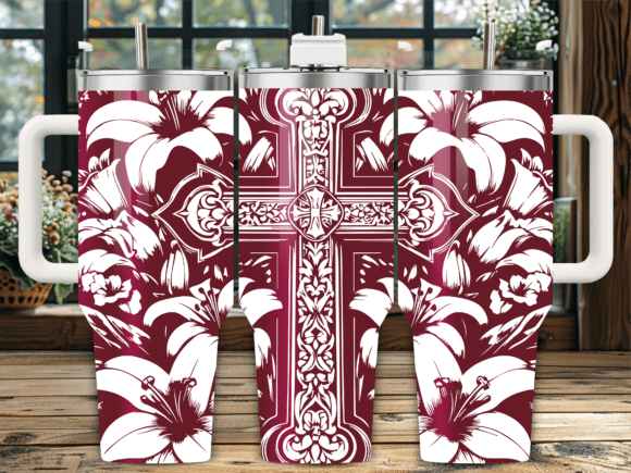 Religious Lily Cross: A Graphics Asset for Crafts and Branding