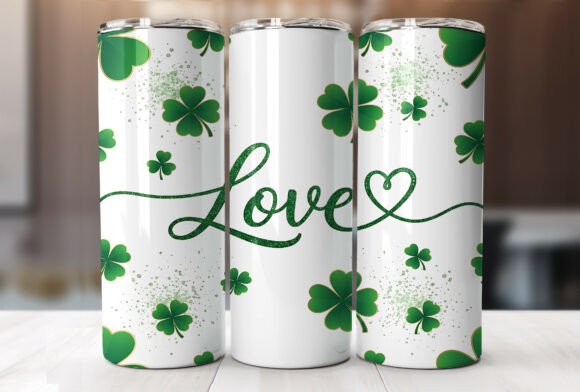 Shamrock Love St. Patricks Day Tumbler Wraps Graphics
