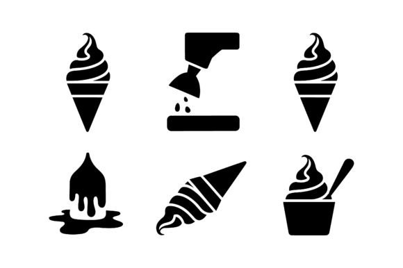 Soft Serve Ice Cream Vector Set for Graphics and Crafts