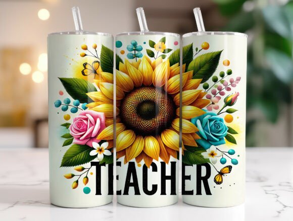 Sunflower Teacher: Graphics for Tumbler Wraps Reviewed