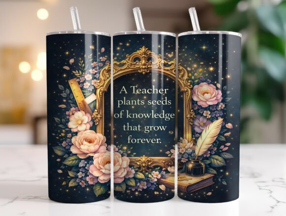 Teacher Quote Floral Tumbler Wrap Graphics for Cricut & Handmade