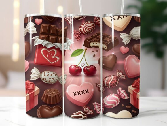 Valentine Candy Hearts 20oz Tumbler Wrap Graphics