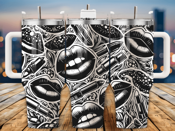 Valentine Girly Bows Lips Laser Tumbler: Graphics & Wraps