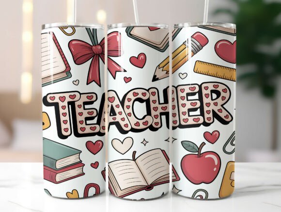 Valentine Teacher Love Tumbler Wraps & Graphics
