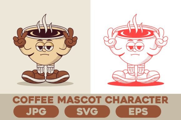 Vintage Coffee Cup Mascot Graphics and Illustrations