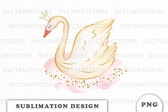 Watercolor Swan Princess Png Graphics & Illustrations