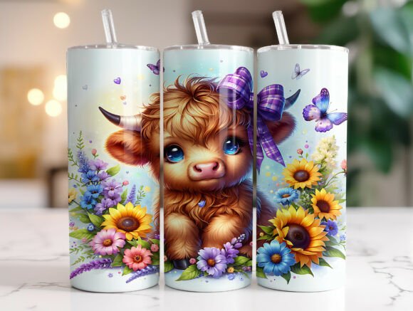 Whimsical Highland Cow Flower Tumbler Review for Embroidery