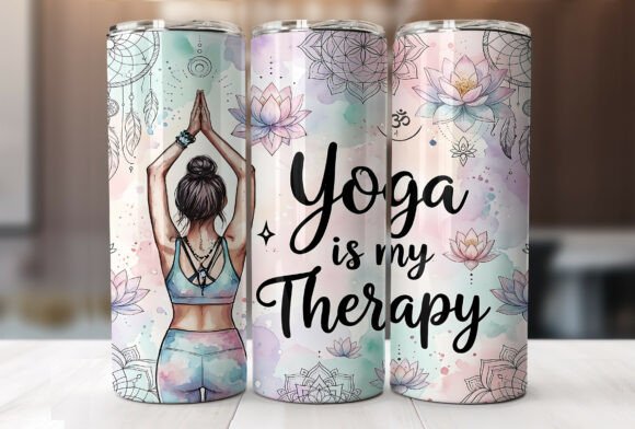Yoga Therapy Pastel Lotus Tumbler Wrap Graphics